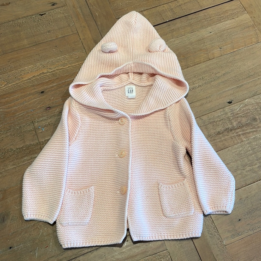 Girls Knitted Hooded Sweater - Baby Gap - 6-12 M